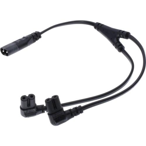 IEC320 C8 to 2X C7 Y Split AC Power Cord, IEC Figure 8 Male to 2 Female 1 in 2 Out AC Power Cable, Length=39CM Black