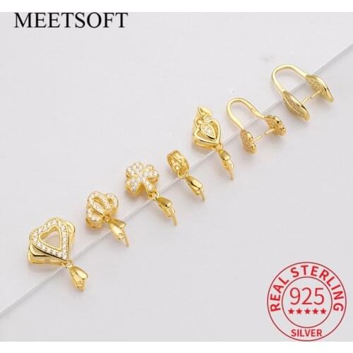 MEETSOFT Trendy 925 Sterling Silver Zircon Pendant clip Special of DIY Handmade Necklace Decoration Fine jewelry Accessories