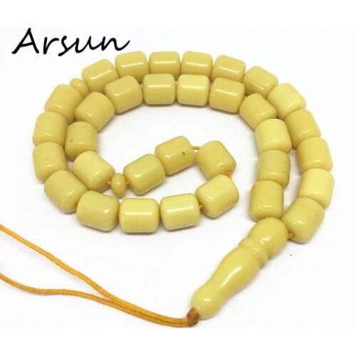 100% Original Resin 33Beads Yellow Color Muslim Prayer Beads Islamic Tasbih Allah Prayer Rosary Tesbih Islam Misbaha