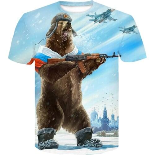 Men clothes 2021 Brand Russia T-shirt Bear Shirts War Tshirt Military Clothes Gun Tees Tops Men T-shirts with 3D print funny