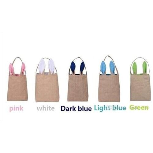 New Cotton Linen Canvas Easter Egg Bag Rabbit Bunny Ear Shopping Tote kids children Jute Cloth gift Bag handbag Festive Supplies