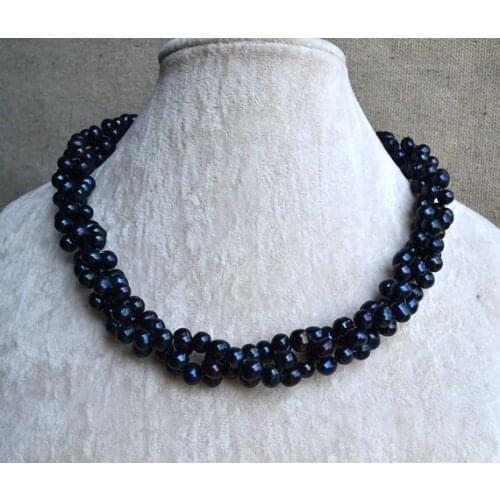 Favorite Pearl Choker Necklace Wedding 6-8mm Black Color Freshwater Pearl Jewelry Charming Birthday Party Fine Lady Gift