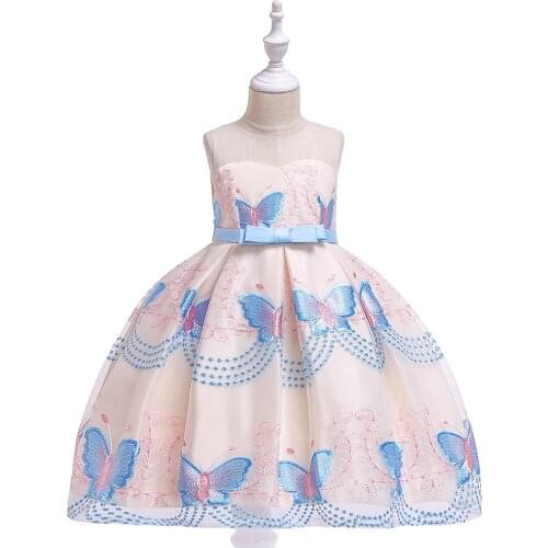 Girls Butterfly Dress Floral Princess Dress Girl Mesh Embroidery Party And Wedding Dress Birthday Ball Gown