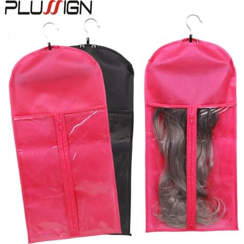 Plussign Hair Extension Storage Bag With Carrier Case With Anti Slip Stickers For Styling Clip In Tape Wig Storage Bags For Wigs