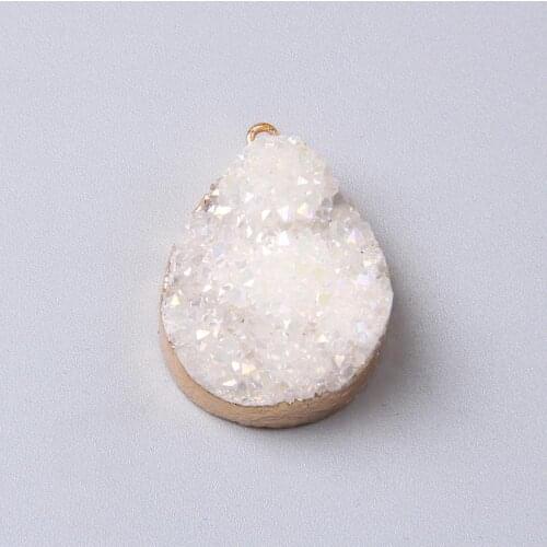 Irregular Natural Mineral white Crystal Pendant metal Wrap Druzy Pendants charm genuine Stone Pendants For Jewelry Making gifts