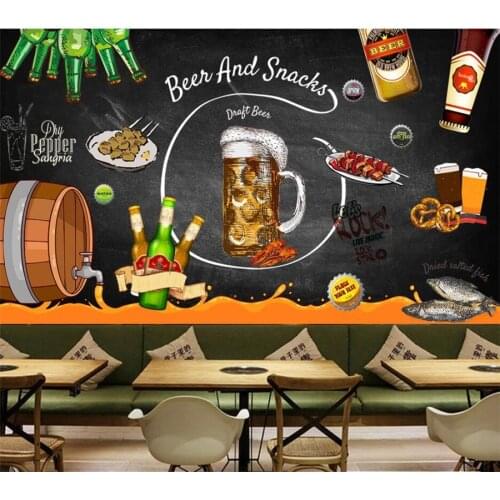 Custom wallpaper 3d photo mural retro nostalgic hand-painted blackboard beer bar restaurant background decorative wall painting