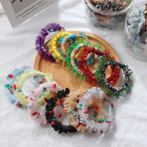 5 Pcs Girl Cute Cartoon Hair band Fruit printing Hair ring Hair accessories Children Cute Headband Hhair Baby Hair accessories