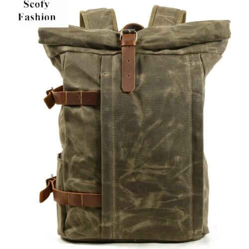 SCOFY FASHION Outdoor Climbing Backpack High Quality Waterproof Wax Canvas Backpack Vintage School Bags Laptop Backpack