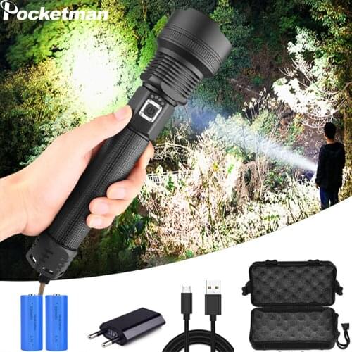 100000LM LED Flashlight Most Powerful XHP70.2 Rechargeable Torch XHP50 USB Zoom Lantern XHP70 Hunting Lamp Fishing Use 26650