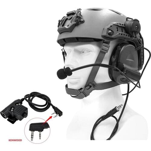 Tactical Headset Helmet Bracket Headset COMTAC II Noise Reduction Pickup Hunting Shooting Headset and Tactical PTT U94 PTT BK