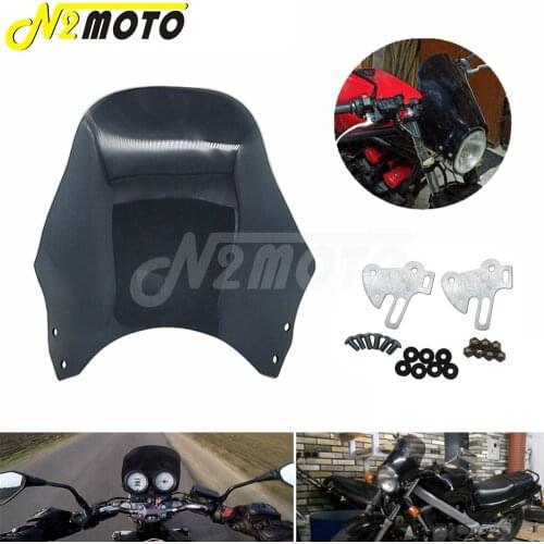 Universal Motorcycle ABS Windshield Round Lights Street Bike Windshield Windscreen Screen For Honda Yamaha Kawasaki Suzuki Smoke