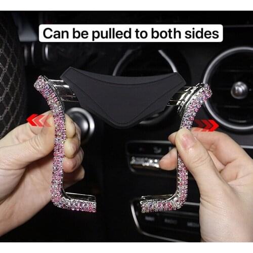 Universal Car Phone Holder with Bling Bing Rhinestone Car Air Vent Mount Clip Cell Phone Holder for iPhone Samsung Huawei Xiaomi