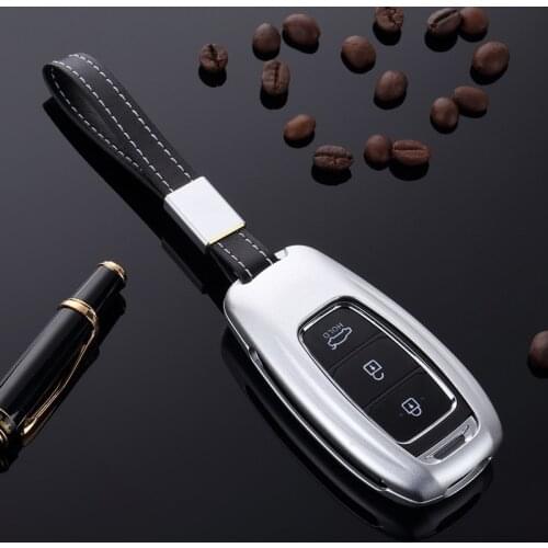 Car styling High quality Aluminum alloy Car Key Cover For Hyundai KONA KAUAI 2018 2019 Keys Protection Case Chain Accessories