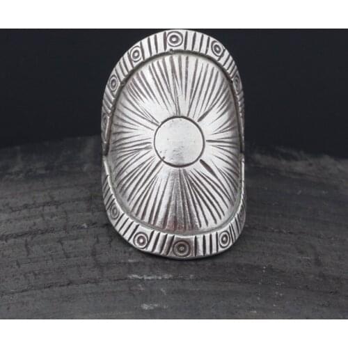 Amxiu Retro Sunflower Ring Antique Silver Ring Vintage Ring Open Ring For Women Party Accessories Handmade Jewelry 925 Silver