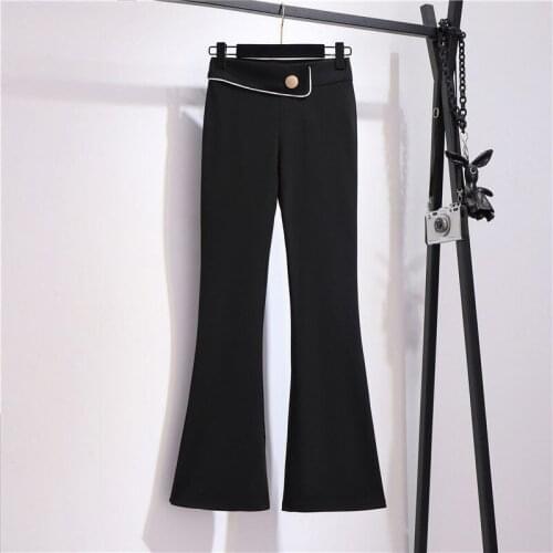 2021 Winter Elastic Straight Pants Women High Waist Plus Size Flare Pants Casual Female Full-length Korean Fashion Capris S75