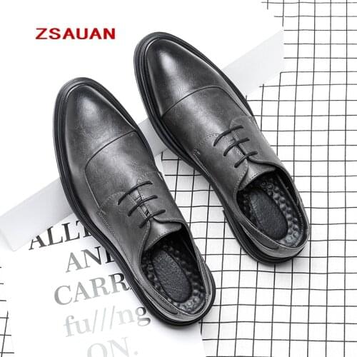 ZSAUAN Platform British Formal Shoes Mens Gentleman Vintage Dress Party Shoes Italian Fashion 38 39 44 45 46 Size