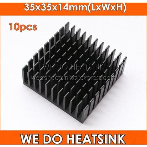 WE DO HEATSINK 10pcs 35x35x14mm Aluminum Network Routers Chip Heatsink Black Anodize Radiator For IC, Chipset,Asic
