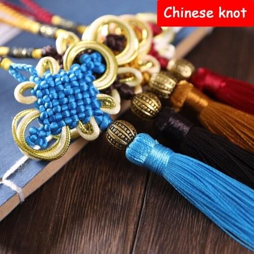 10Pcs Chinese Knots Beaded Fringe Pendant Home Curtains Decor Accessories DIY Tassel for Craft Material Party Trim Lucky Hanging