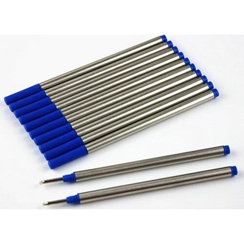 10pcs/International Standard Spiral mouth Rollerball Refill Metal Rod Blue Ink 0.5mm Sign Pens Refills School Office Supplies