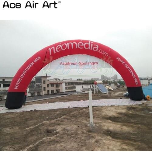 10x5m giant curved archway red inflatable start finish line sport entrance with 2 pcs sponsors/adds on sale for Canada