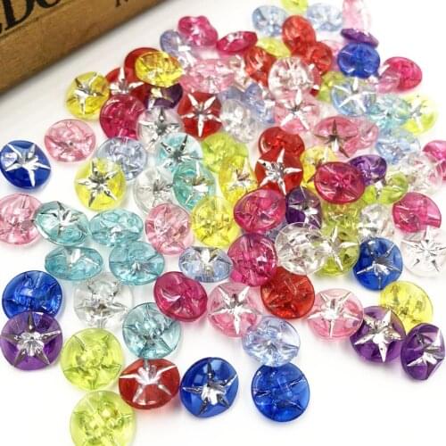 12MM 100PCS Mix Color Star Shank Acrylic Buttons DIY Garment Sewing Accessories PT206