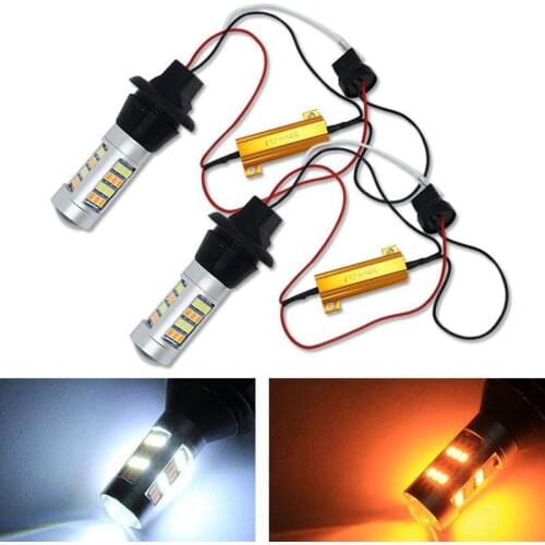 2pcs 1156 2835 High Power Car Lighting Dual Color Switchback LED Bulb 42 LED Daytime Running Turn Signal Lamp Automobile Bulb