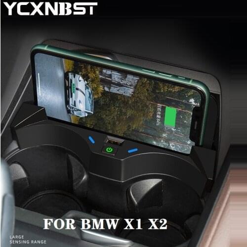 15W QI Car Wireless Charger For BMW X1 X2 2016-2021 F39 F48 F49 Mobile Phone Fast Charging Holder Accesorries Charging Plate