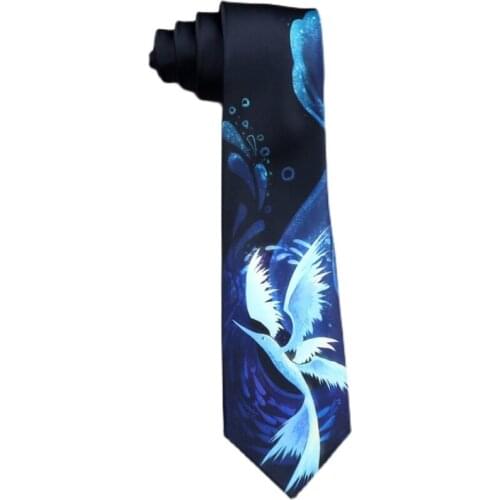 Free Shipping New 2021 Male mens Original Design Alien Beast Win Fish Printed Tie Female Students Personality Gift Necktie
