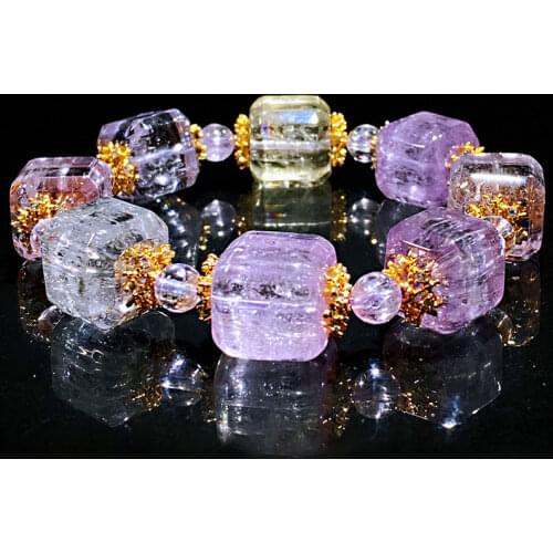 Kunzite purple square bracelet 17cm wholesale for xmas MEN gift AAAAAAA