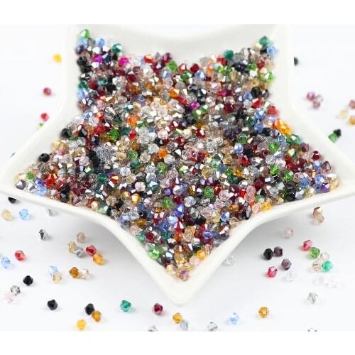 Wholesale 44 colors 100pcs 4mm Bicone Austria Crystal Beads charm Glass Loose Spacer Beads for DIY Jewelry Making accessories