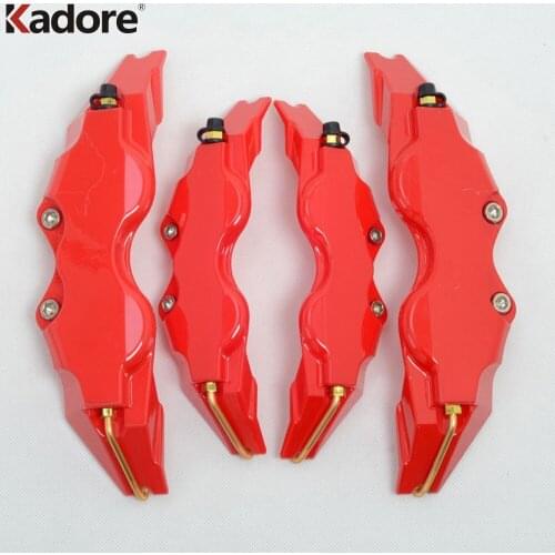 Front and Rear 3D Disc Brake Caliper Cover Universal Style ABS Red Car Accessories 4pcs (2 Pieces Medium and 2 Pieces Small)