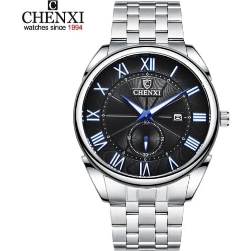 CHENXI New Fashion Mens Watches Top Luxury Brand Full Steel Quartz Waterproof Watch Business Men Date Calendar Wristwatch