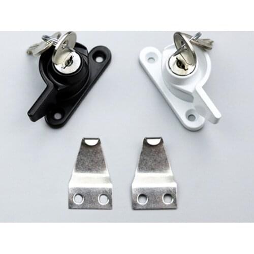 Right/Left open White / Black Zinc Alloy Doors And Windows Lock Window Door Lock Sash Jammer Windows Hasp Security Lock with Key