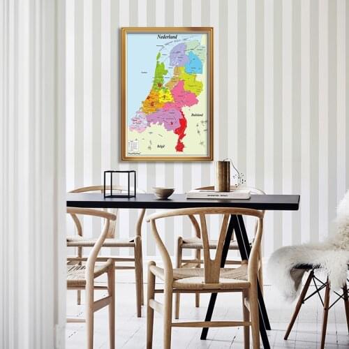 Geography Poster Netherlands Map Dutch Series Canvas Wall Painting 60*90cm Children Learning for School Supplies Home Decor