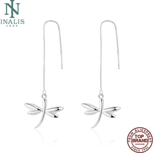 INALIS Romantic Long Dragonfly Drop Earrings For Women Geometric Female Copper Earring Anniversary Fashion Jewelry Hot Sale