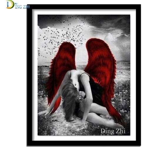 Angel Beauty Red Wings 5D DIY Diamond Painting Rhinestone Picture Art Cross Stitch Kit Mosaic Embroidery Full Drill Home Decor