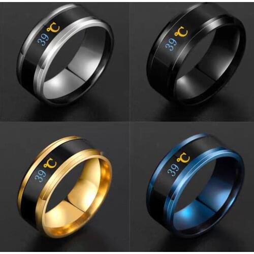 Temperature automatic color-changing ring Titanium steel display number personality couple fashion mood sensitive rings