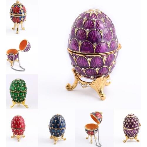 Creative Office Home Decoration New Enamel Jewelry Box Metal Crafts Painted Electroplating Easter Egg Gift Diamond Jewelry Box