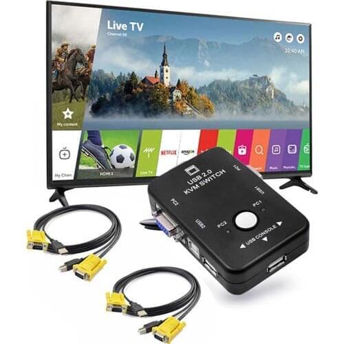 Switch KVM Cable 2.0 KVM Switch Port W Cables for Computer Mouse Keyboard Monitor