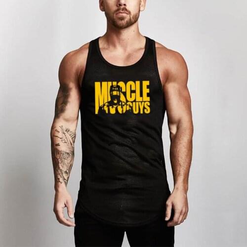 Mens Tank Top Fitness Singlets Mesh Brand Workout Fashion Casual Sleeveless Gym Tanktops Bodybuilding Vest Stringer Undershirt