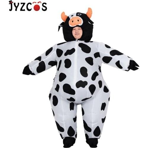 JYZCOS Inflatable Cow Costume for Women Adult Unisex Fancy Dress Air Blown Milk Cattle Carnival Party Christmas Halloween Purim
