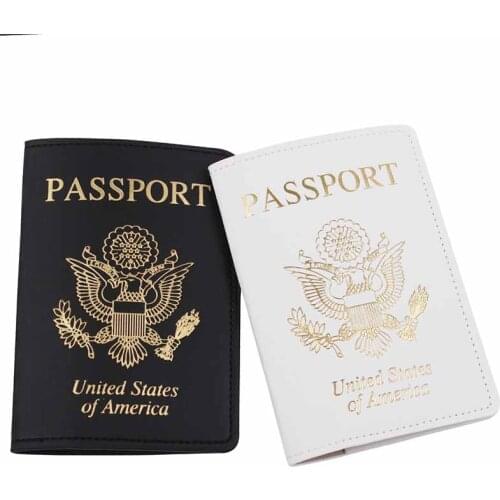 ANKUCOO Lover Couple Passport Cover Hot Stamping American Women Men Travel Wedding Passport Cover Holder Travel Case AN21