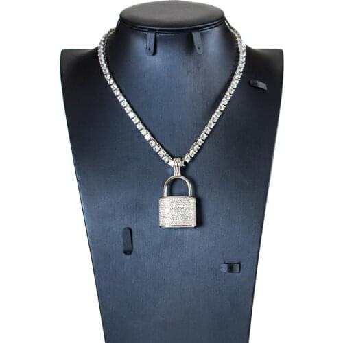 LAN PALACE new lock 5A cubic zirconia Necklace statement jewelry for party wedding Anniversary Daily wear free shipping