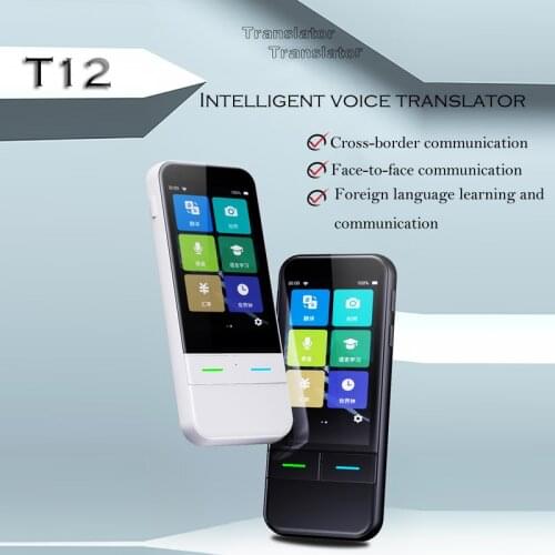 New T12 138 Languages Voice Translator Multi-languageInstant Translator Wireless Real-time Translator APP Recording Function