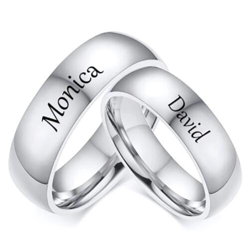 Personalized Customize Name Rings Unisex 6mm High Quality Stainless Steel Engraved Letter Name Rings Classic Anniversary Gift