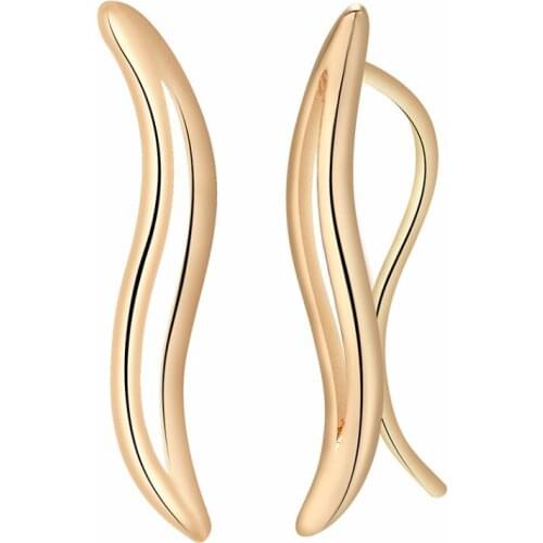 QIMING Wave Long Drop Simple Earrings For Women Ladies Fashion fashion Gold Jewelry Fashion Ethic Earrings Girls Gift