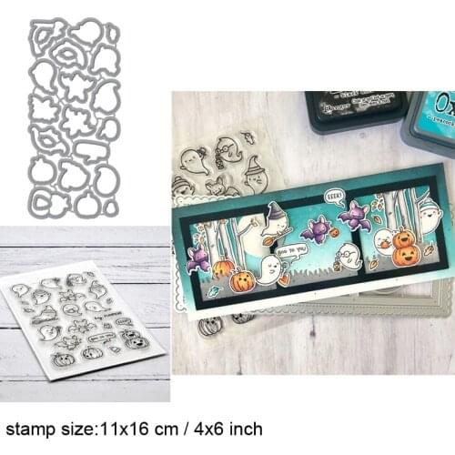 Frightful Little Bits Clear Stamps With Metal Cutting dies for DIY Scrapbooking Paper Cards Silicone Transparent Stempels Seal N