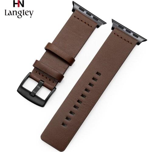 Compatible for Apple Watch Band 44mm 42 40mm 38mm Genuine Leather Band For Iwatch Series se 6 5 4 Replacement Strap Accessories