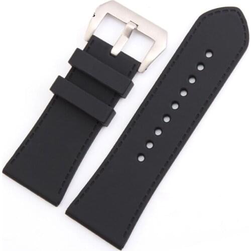 26mm 30mm High Quality Rubber watchband Strap Black MenS waterproof watch accessories Free Shipping