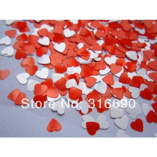 Mix red & white heart nail art glitter